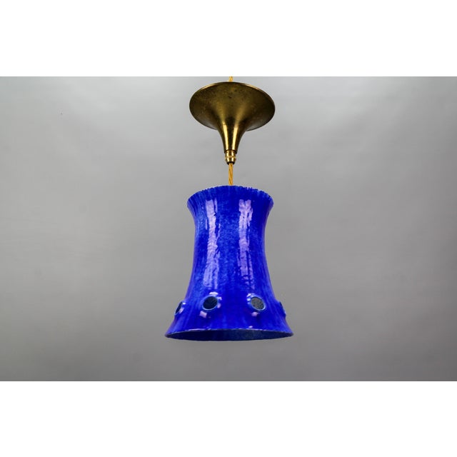 Mid-Century Modern Blue Enameled Iron Pendant Light, 1960s For Sale - Image 16 of 18