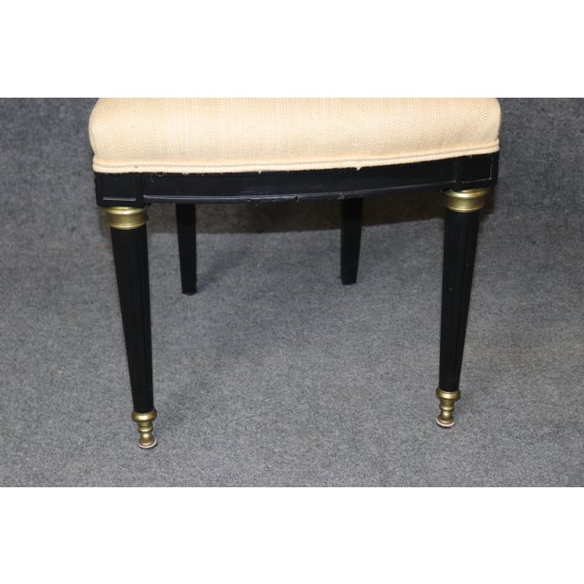 Black 20th C. Set 12 Jansen Ebonized Louis XVI Style Lyre Back Dining Chairs For Sale - Image 8 of 17