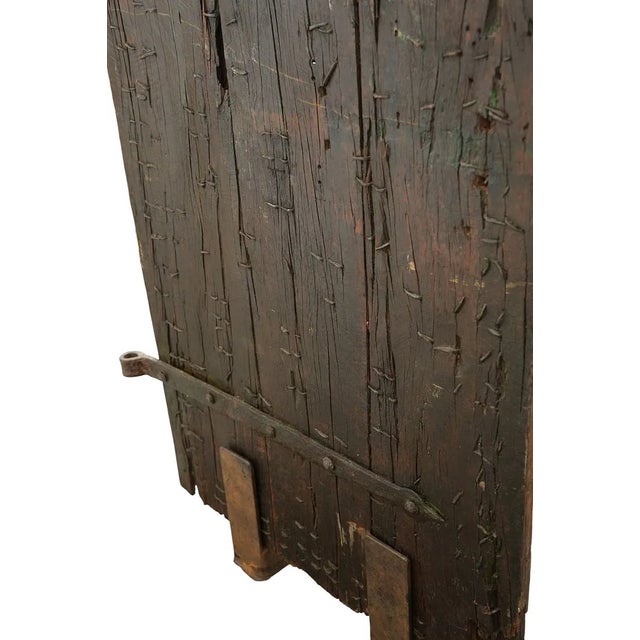 18/19th C. Hand Made Door, Carved Medallions & Custom Iron Base For Sale - Image 12 of 13