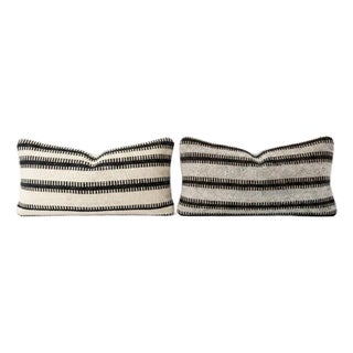 Modern Kilim Lumbar Pillow Cover 10'' X 20'' - Set of Two For Sale