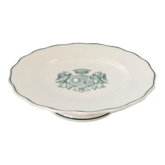 1880s English Cake Plate w/ Crest For Sale