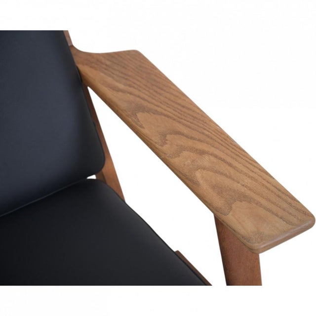 1980s GE290 Chair in Oak and Black Leather by Hans Wegner, 1980s For Sale - Image 5 of 18