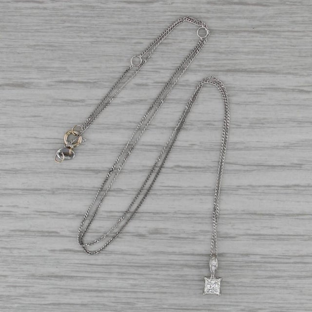 0.57ctw Princess Diamond Pendant Necklace 14k White Gold Adjustable Curb Chain For Sale In Greensboro - Image 6 of 6