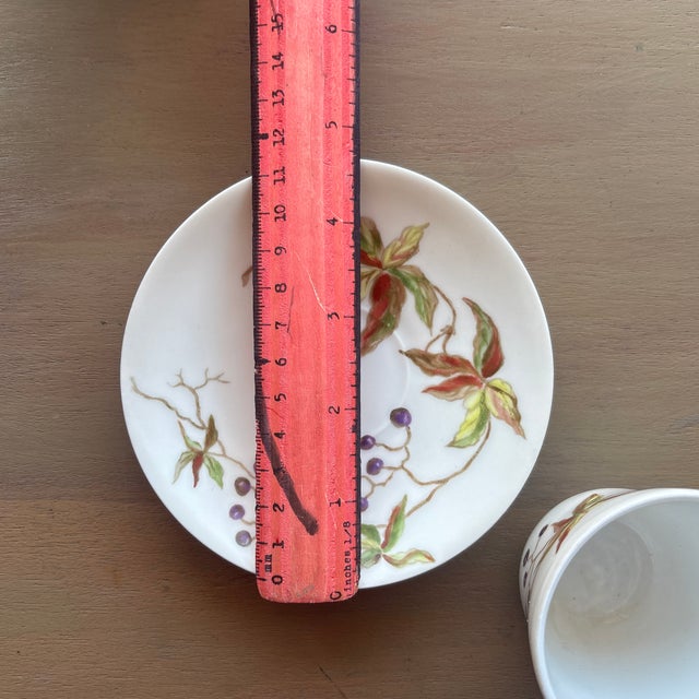 Ceramic Circa 1770 Antique Bow Porcelain Tea Cup and Saucer With Hand Painted Designer Mark For Sale - Image 7 of 12