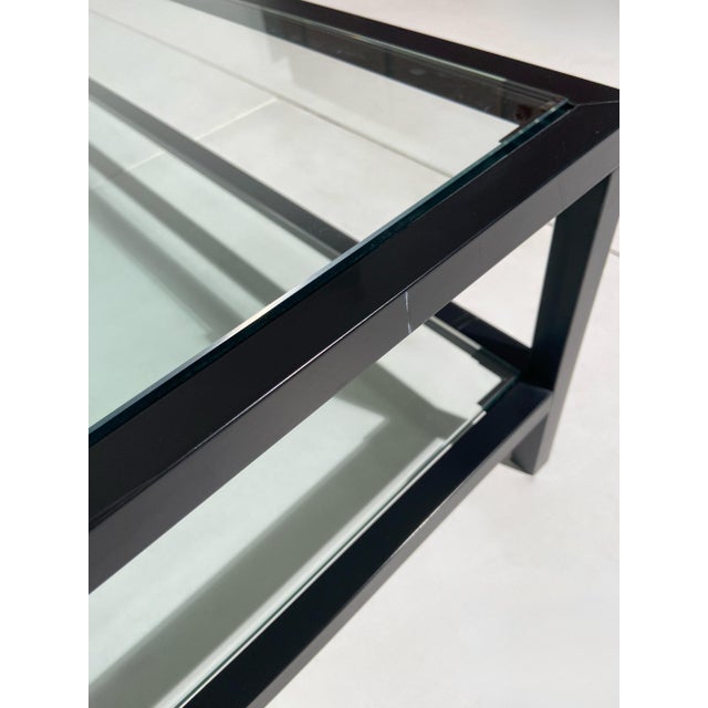 Metal Square Coffee Table with Iron Frame and Double Glass Shelf, 1999 For Sale - Image 7 of 9