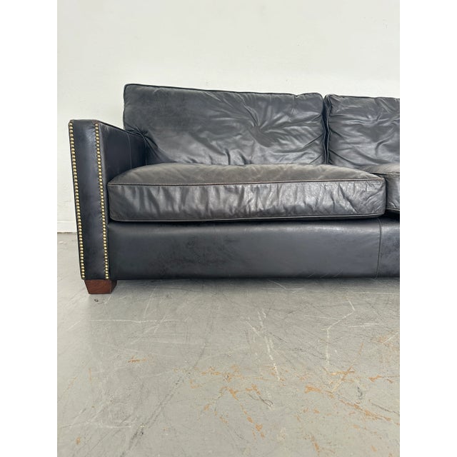 Animal Skin Four Hands Larkin Leather Sofa For Sale - Image 7 of 10