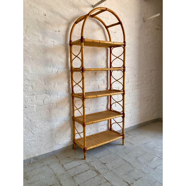 Vintage Italian Wicker and Rattan Shelving Unit, 1970s For Sale - Image 4 of 15