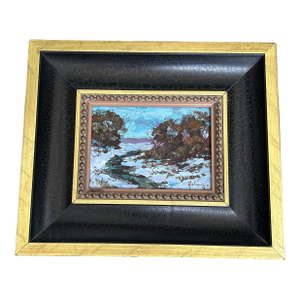 Contemporary Original David Hahn Abstract Impressionist Landscape With Snow Painting