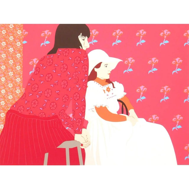 Postmodern 1970s Original Signed Phyllis Sloane "Rose Room" Silkscreen Print For Sale - Image 3 of 5