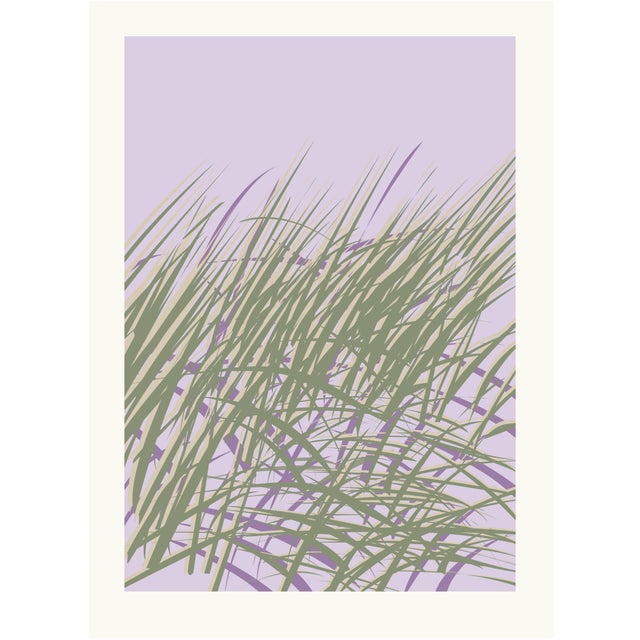 Beach Seagrass "Purple Marsh" Contemporary Minimalist Abstract Botanical Print For Sale