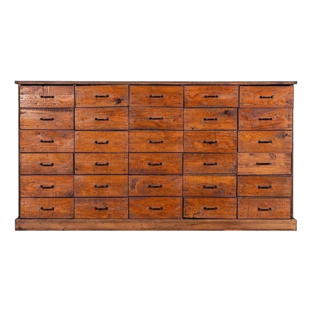 Large French Fruitwood Workshop Bank in Pine, 1920 For Sale