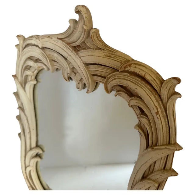 Serge Roche Hollywood Regency Serge Roche Style Palm Leaf Wall Mirror, Sculptural Foliate For Sale - Image 4 of 11
