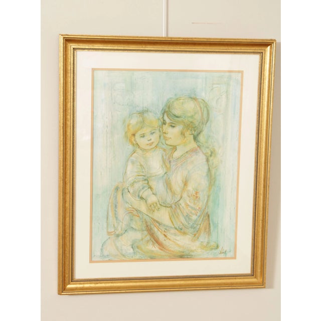 High Quality Print After Edna Hibel (American, 20th C.) 'Beatrice and Baby' Portrait of Mother and Child, Signed in the...