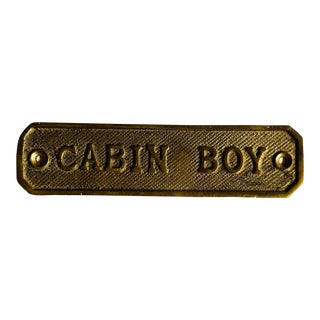 Vintage Brass Nautical Cabin Boy Name Plate For Sale