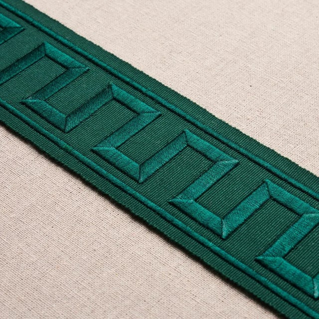 Not Yet Made - Made To Order Sample - Schumacher X Miles Redd Greek Key Embroidered Tape in Emerald For Sale - Image 5 of 6