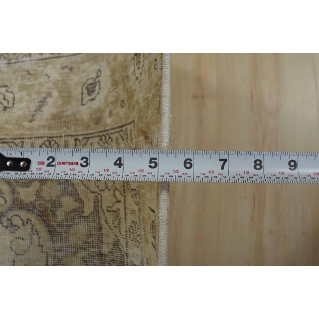 Tabriz Rug 6’6” X 9’9” Beige Wool Vintage Distressed Hand-Knotted Carpet For Sale - Image 13 of 15