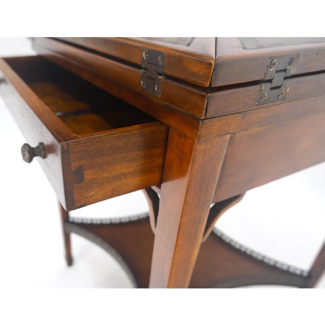 Theodore Alexander One Drawer Leather Top Folding Top Game Table MINT For Sale - Image 10 of 18