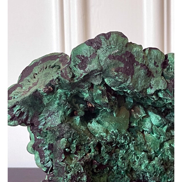 Green Natural Malachite Rock on Display Stand as a Scholar Stone For Sale - Image 8 of 14