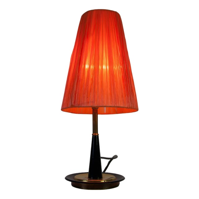 Mid-Century Brass Table Lamp with Plastic Shade, Germany, 1960s For Sale