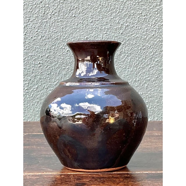 2020s Solomon Signed Brown Ceramic Vase For Sale - Image 5 of 12