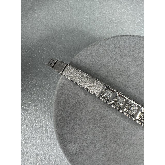 Early 21st Century 2.30 CTW Vintage Style Diamond 18k White Gold Bracelet For Sale - Image 5 of 7