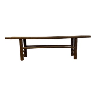 Elm Wood Wide Seat Bench or Coffee Table For Sale