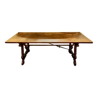 19th C. Spanish Walnut Trestle Table For Sale