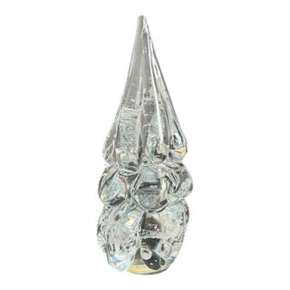 Vintage Art Glass Christmas Tree Sculpture Clear Bubbles For Sale