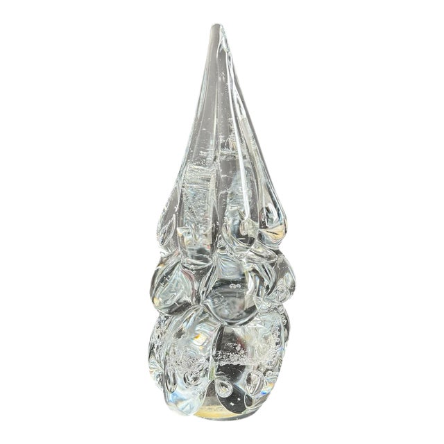 Vintage Art Glass Christmas Tree Sculpture Clear Bubbles For Sale