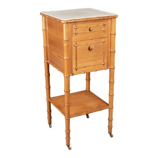 French Faux Bamboo Nightstand or Side Table For Sale