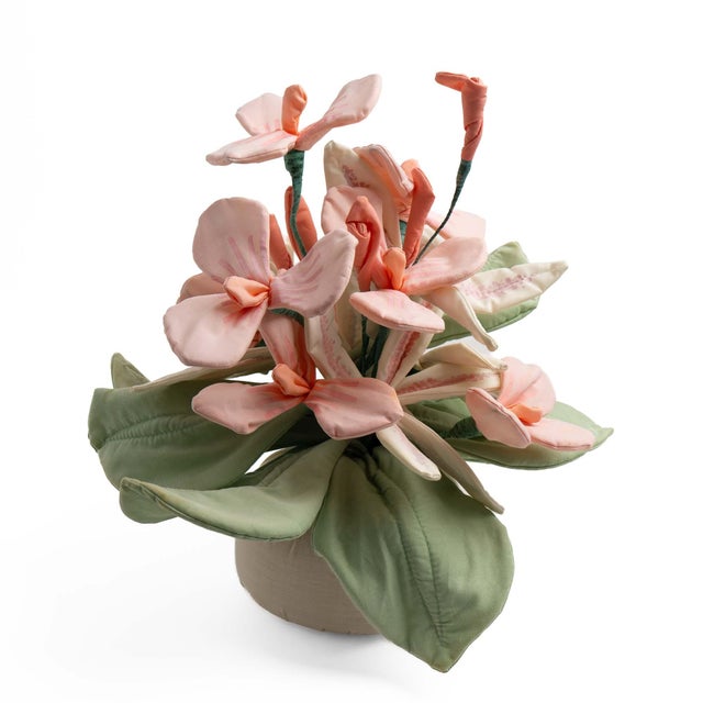 Vintage Handmade Fabric Flower Bouquet Arrangement For Sale In New York - Image 6 of 13