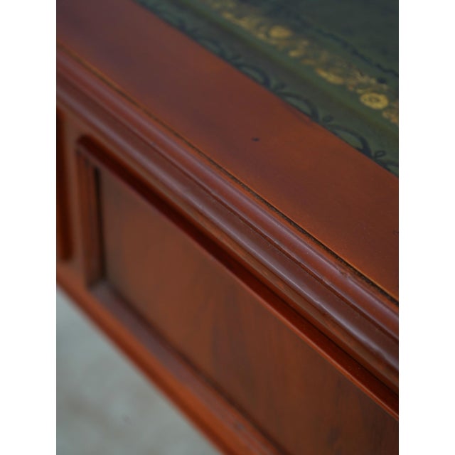 English Leather Top Yew Wood Writing Desk For Sale - Image 13 of 17