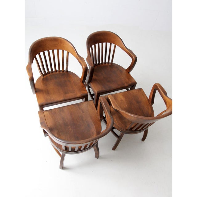 Antique Bankers Chairs Set of 4 For Sale - Image 9 of 12