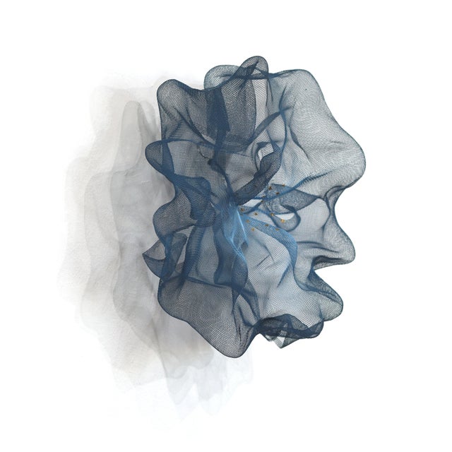 Metal Cotton Candy Cumulus Navy Blue Gold - Abstract Three-Dimensional Wall Original Artwork by Atticus Adams For Sale - Image 7 of 10