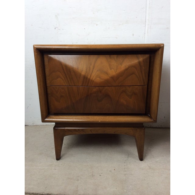 Pair of Mid Century Modern Diamond Front Nightstands With Two Drawers by United Furniture For Sale - Image 14 of 15