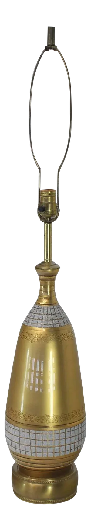Mid-Century Modern Gold Tone Glass Vase Shape Table Lamp