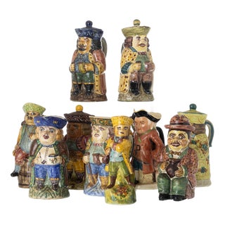 Vintage Toby Jugs in Earthenware, Set of 10 For Sale