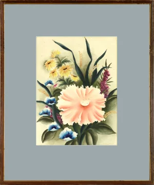 Mid 20th Century Wildflower Bouquet Still Life Watercolor Painting by Jane Boyd, Framed
