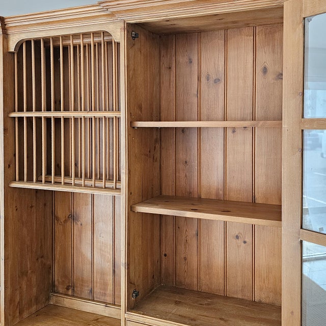 Beige Vintage English Pine Kitchen Dresser With Plate Rack & Wine Storage For Sale - Image 8 of 17