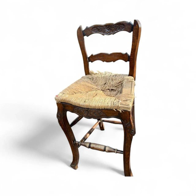 Mid 20th Century Pair English Country Rush-Seat Chairs — Hand-Woven Seats For Sale - Image 5 of 9