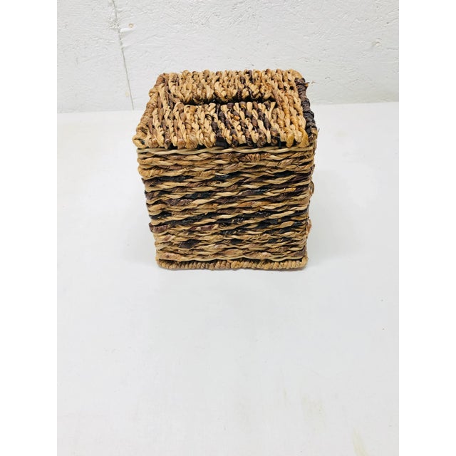 Rustic Vintage Seagrass Tissue Box Cover For Sale - Image 3 of 5