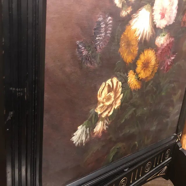 Wood Vintage Victorian Fireplace Ebony Colored Screen For Sale - Image 7 of 11