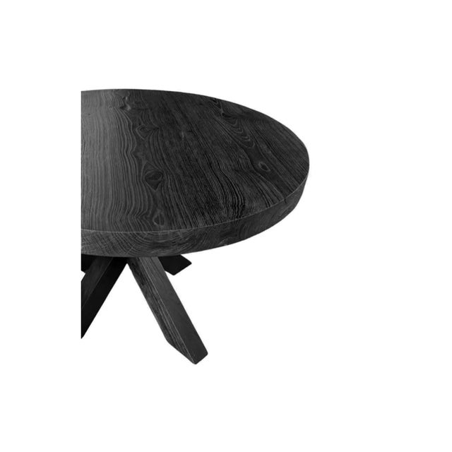 Sculptural Solid Teak Wood Dining Table With Expressive Grain, Burnt Finish For Sale - Image 4 of 10