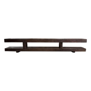 Sculptural Teak Wood Long Bench Stunning Wood Textures, Modern Organic For Sale