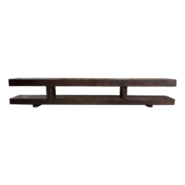 Sculptural Teak Wood Long Bench Stunning Wood Textures, Modern Organic For Sale