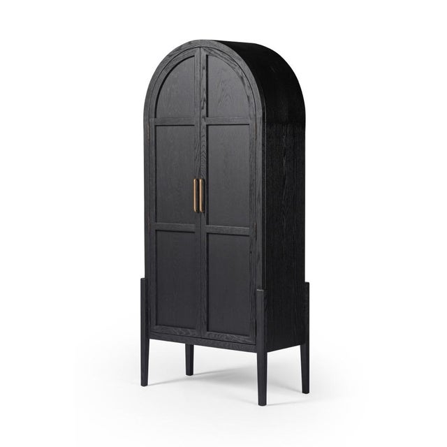 Four Hands Tolle Panel Door Cabinet, Drifted Matte Black For Sale - Image 13 of 13