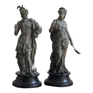 19th Century Grecian Spelter Figures-- a Pair For Sale