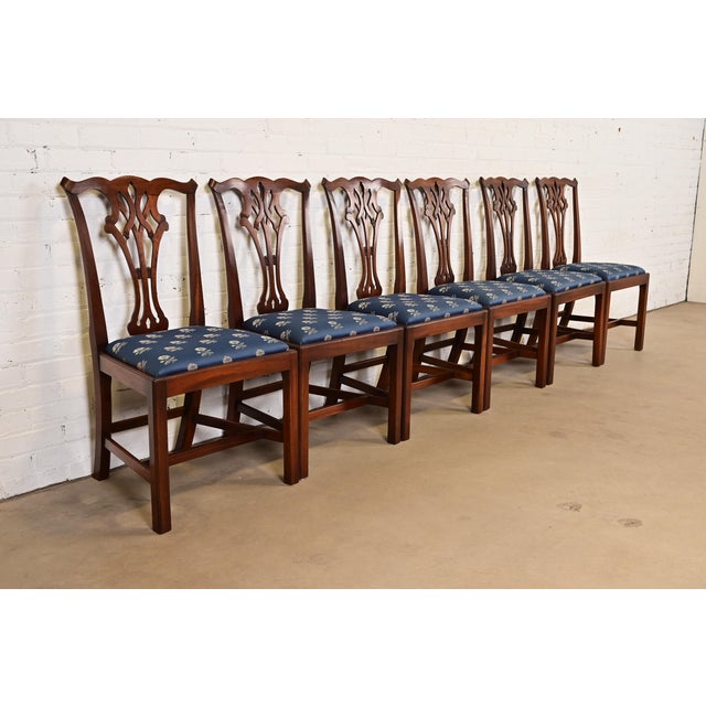 Baker Furniture Style Georgian Carved Mahogany Dining Chairs, Set of Six For Sale - Image 11 of 11