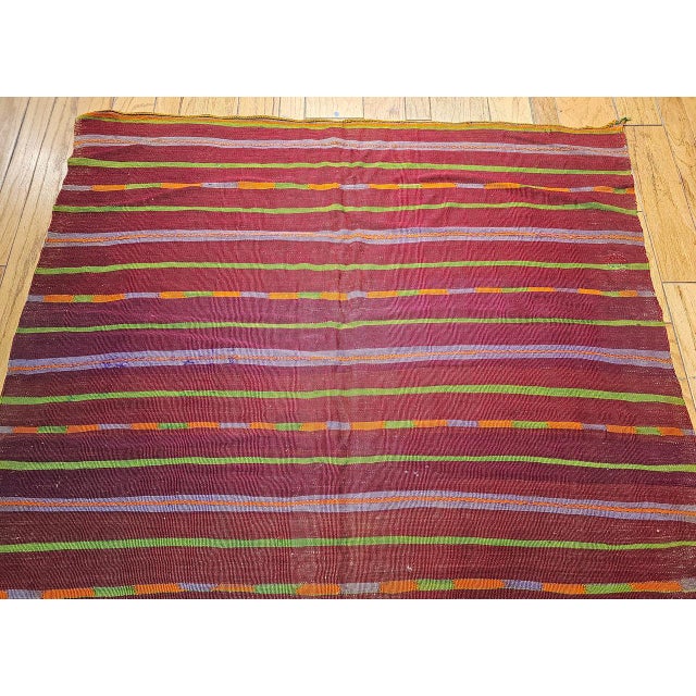 Late 20th Century Vintage Moroccan Tribal Kilim, Handwoven Wool, Multicolor Stripe Pattern, 6’ X 15’ For Sale - Image 5 of 12
