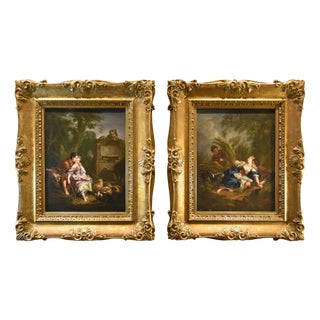 Circle of Francois Bouche, Gallant Scenes, 1750, Oil on Canvases, Framed, Set of 2 For Sale